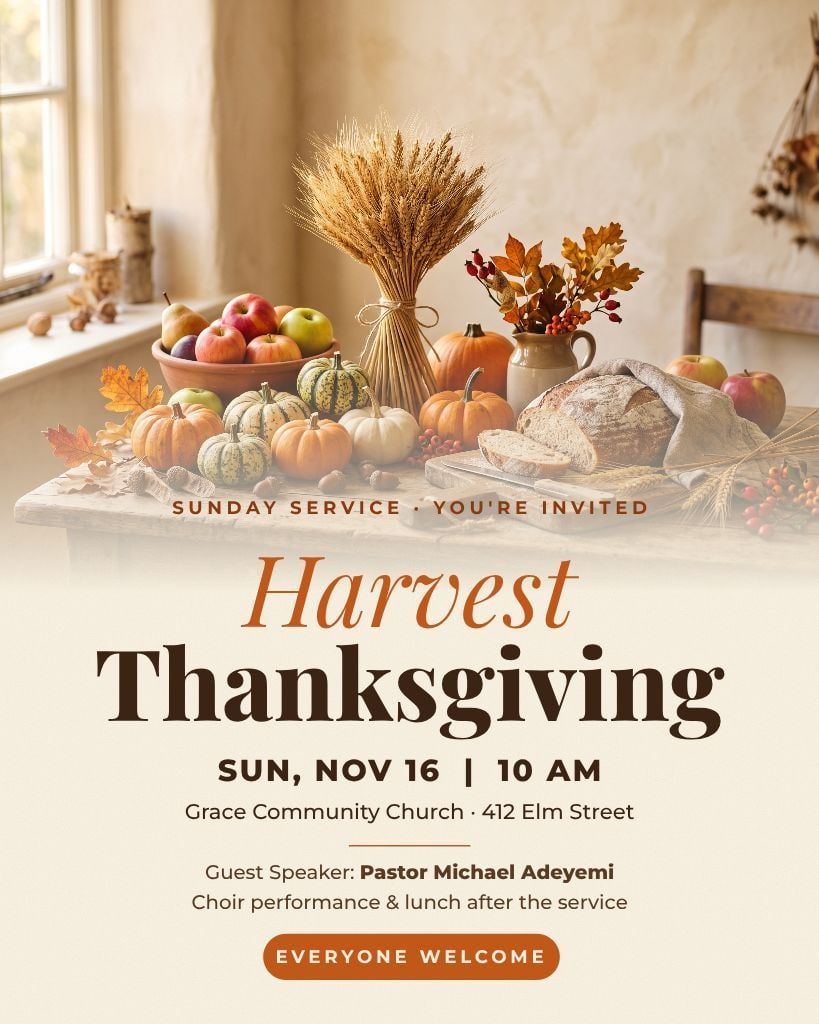 Harvest Thanksgiving church flyer