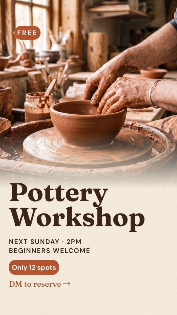 Pottery workshop Instagram story